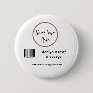 simple custom barcode add your text website QR Sq 2 Inch Round Button