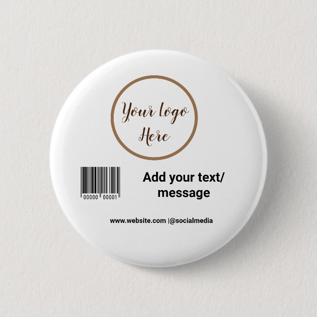 simple custom barcode add your text website QR  Sq 2 Inch Round Button (Front)