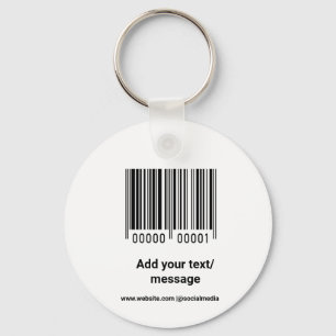 simple custom barcode add your text website QR Sq Keychain