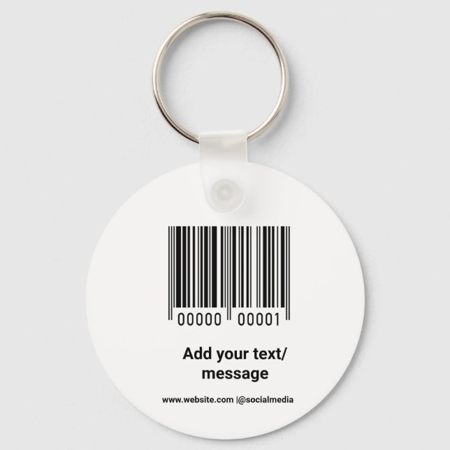 simple custom barcode add your text website QR  Sq Keychain (Front)