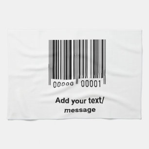 simple custom barcode add your text website QR  Sq Kitchen Towel