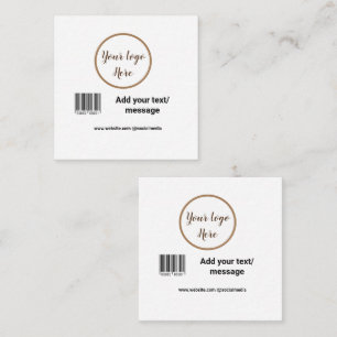 simple custom barcode add your text website QR  Sq Square Business Card