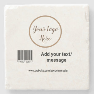 simple custom barcode add your text website QR  Sq Stone Coaster