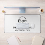 Simple Custom Black and White Logo Business Desk Mat<br><div class="desc">Simple desk mat with your logo,  business name and tagline in black and white.</div>