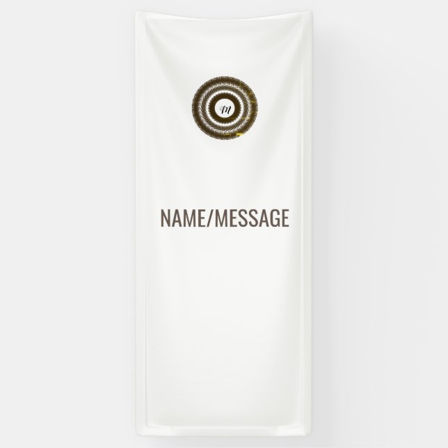 simple custom BLACK mandala monogram add your name Banner (Vertical)