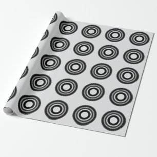 simple custom BLACK mandala monogram add your name Wrapping Paper