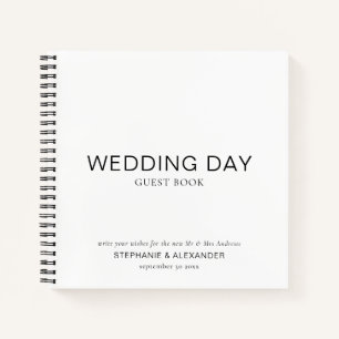 Simple Custom Black White Wedding Guest Book