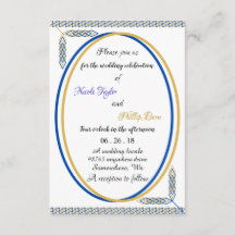 simple custom blue and yellow wedding invitations