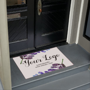simple custom blue purple black leaves add logo t doormat