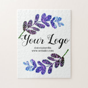 simple custom blue purple black leaves add logo t jigsaw puzzle