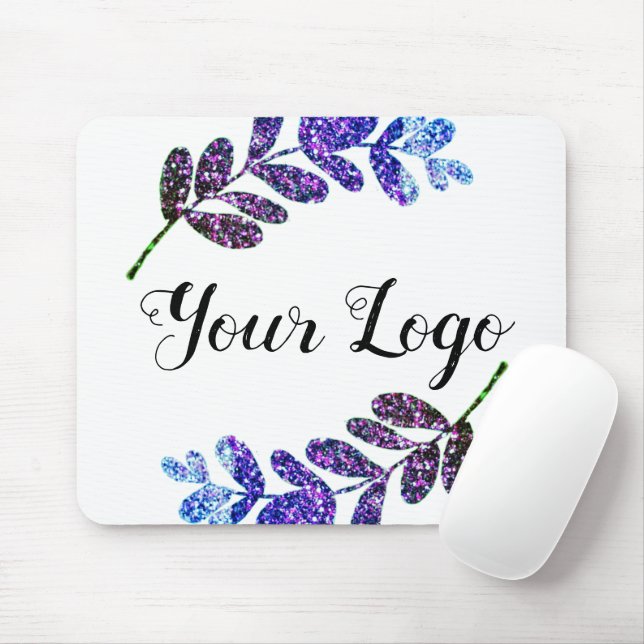 simple custom blue purple black leaves add logo  t mouse pad (With Mouse)