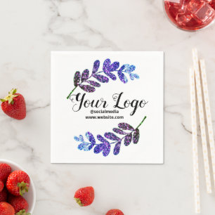 simple custom blue purple black leaves add logo  t napkin
