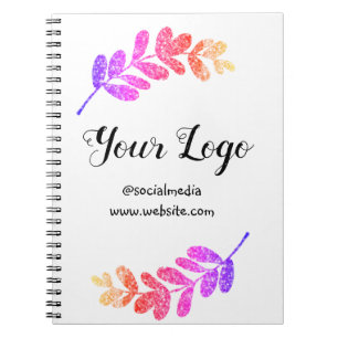 simple custom blue purple black leaves add logo  t notebook