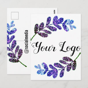 simple custom blue purple black leaves add logo t postcard