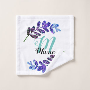 simple custom blue purple black leaves add your  t wash cloth