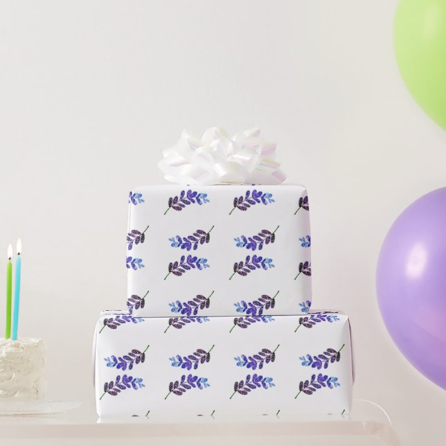simple custom blue purple black leaves add your  t wrapping paper (Party Gifts)
