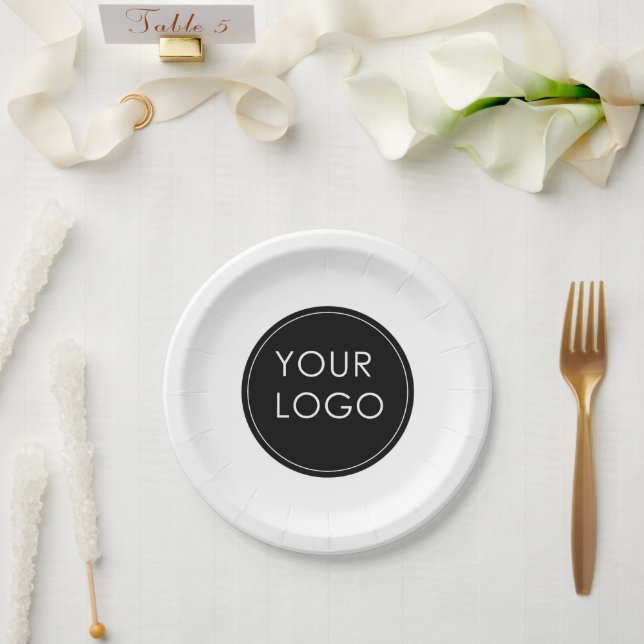 Simple Custom Business Company Logo  Paper Plate (Wedding)