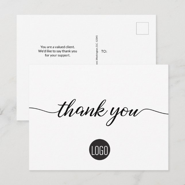 Simple Custom Business logo socials thank you Postcard (Front/Back)