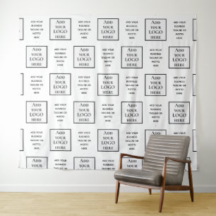 Simple Custom BUSINESS LOGO TAGLINE Backdrop Tapestry