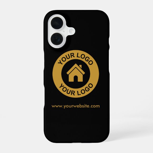 Simple Custom Business Logo Website iPhone 16 Case (Back)