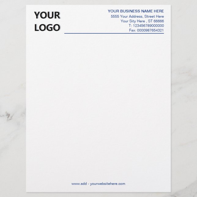 Simple Custom Business Office Letterhead with Logo (Front)
