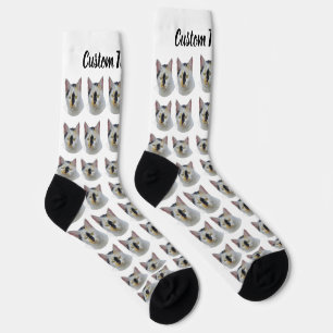 Simple Custom Cat Pet Photo Personalized Text Sock