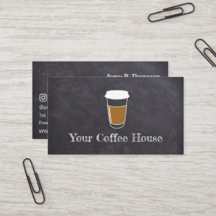 Simple Custom Chalkboard Coffee Cup Cafe Shop Business Card
