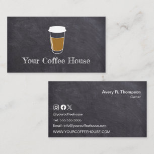 Simple Custom Chalkboard Coffee Cup Cafe Shop Loyalty Card