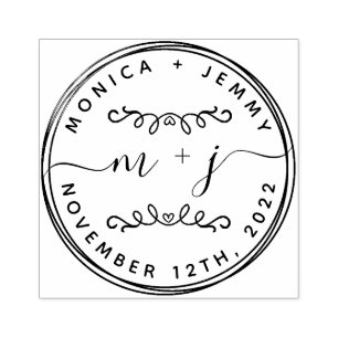 Simple Custom Classic Wedding Names  Rubber Stamp