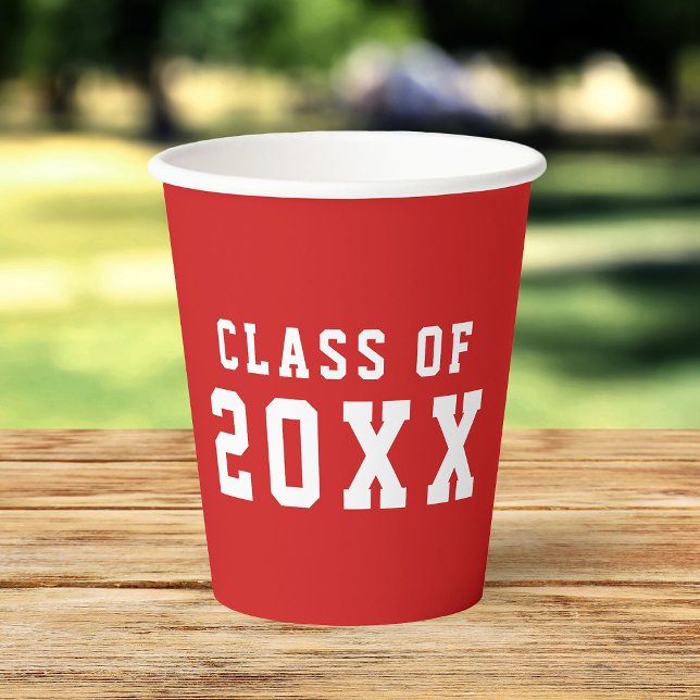 Simple Custom Colour Varsity Graduating Class Year Paper Cups (Creator Uploaded)