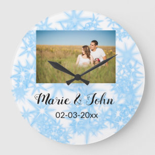 simple custom colourful blue sparkle glitter throw large clock