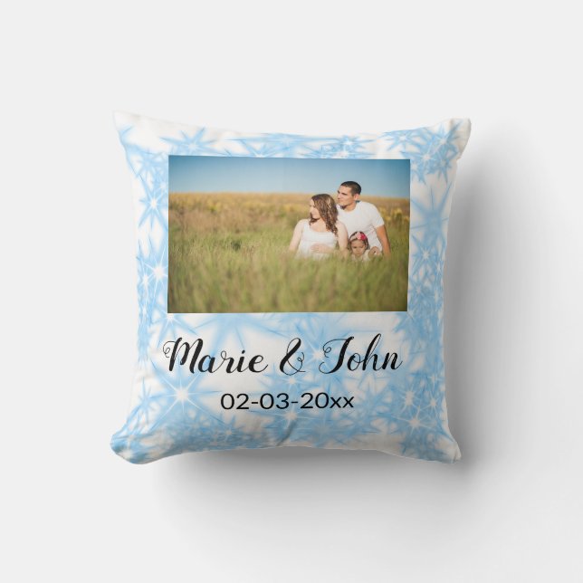 simple custom colourful blue sparkle glitter throw pillow (Front)