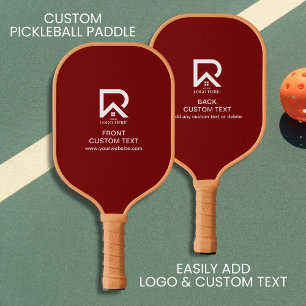 Simple Custom Company Business Logo And Text Pickleball Paddle