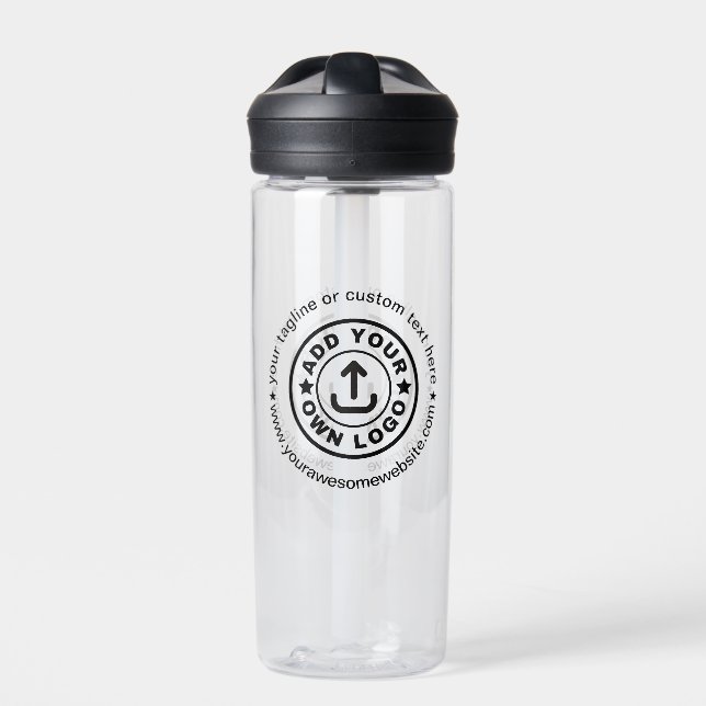 Simple Custom Company Business Logo Text Website Water Bottle (Front)
