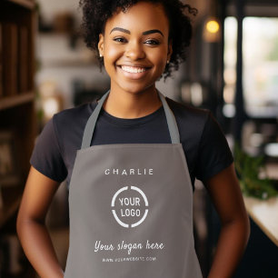 Simple Custom Company Logo personalized mink gray Apron