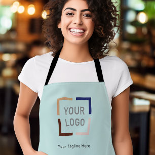 Simple Custom Company Logo personalized turquoise Apron