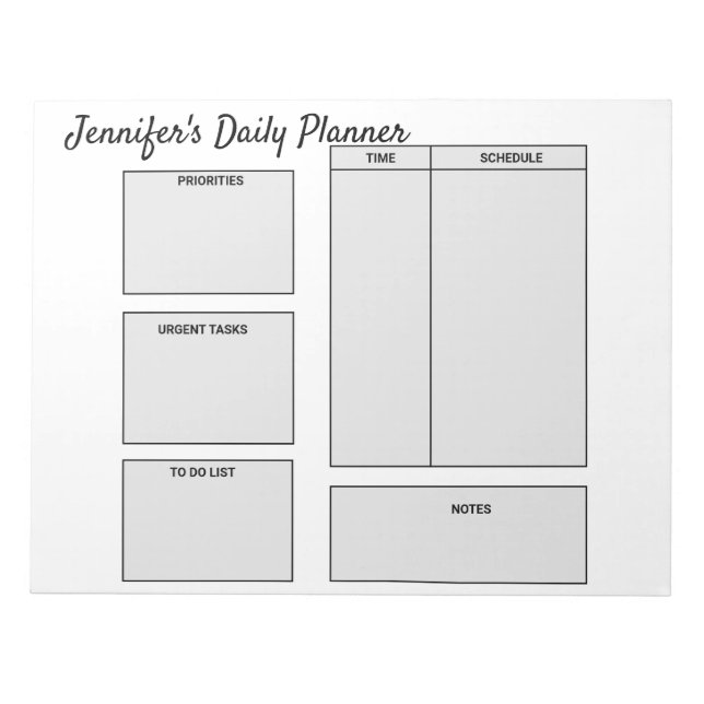 simple custom daily planner goals to do list quote notepad (Front)