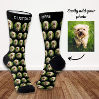 Simple Custom Dog Pet Photo Personalized Text Sock