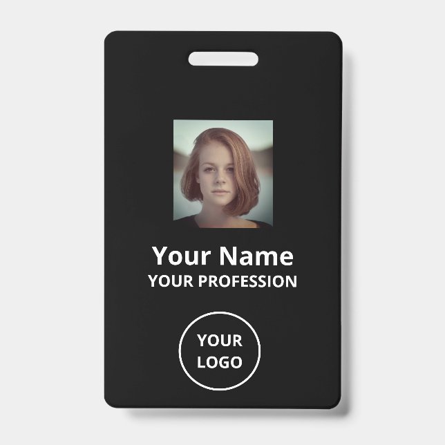 SIMPLE CUSTOM EMPLOYEE NUMBER PHOTO BAR CODE  BADG BADGE (Front)