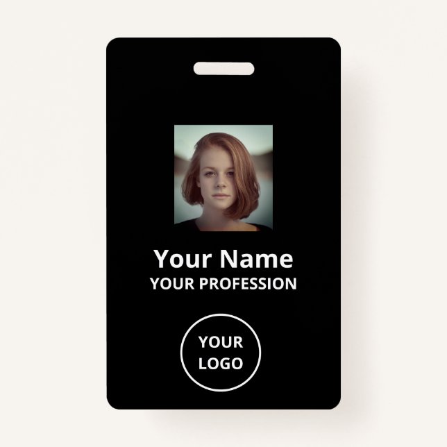 SIMPLE CUSTOM EMPLOYEE NUMBER PHOTO BAR CODE  BADG BADGE (Front)