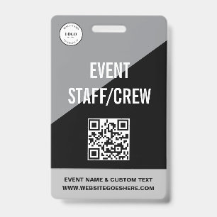 Simple Custom Event Staff Crew QR CODE Logo Badge