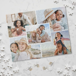 Simple Custom Family 5 Photo Collage Jigsaw Puzzle