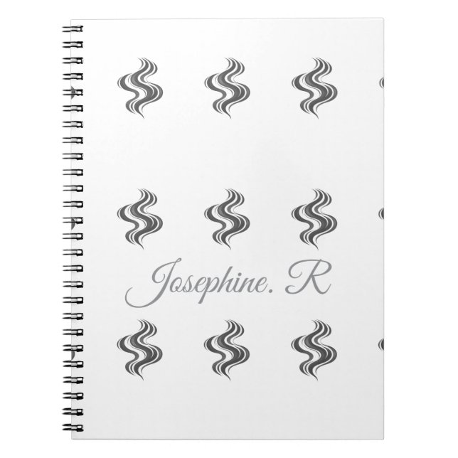 Simple Custom Family Name Black & White  Notebook (Front)