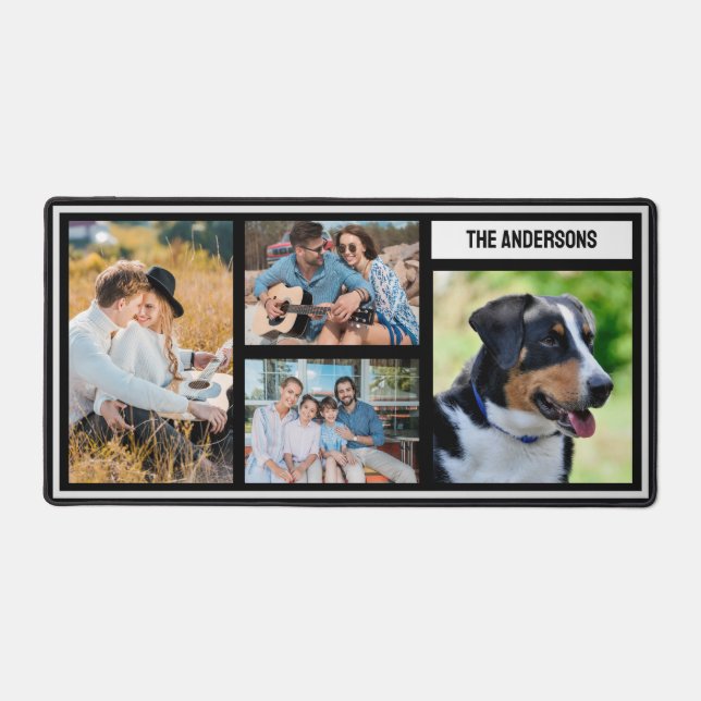 Simple Custom Family Photo Collage Table Mat  (Front)