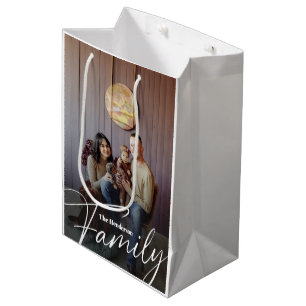 Simple Custom Family Photo Medium Gift Bag