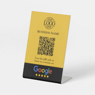 Simple Custom Google Reviews QR Code Business Logo Pedestal Sign