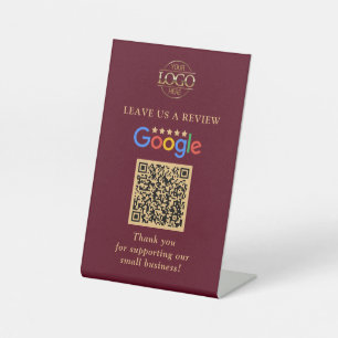 Simple Custom Google Reviews QR Code Business Logo Pedestal Sign