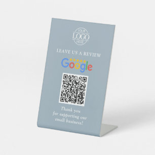 Simple Custom Google Reviews QR Code Business Logo Pedestal Sign