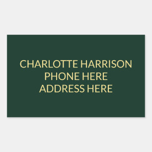 Simple custom green gold name contact info sticker