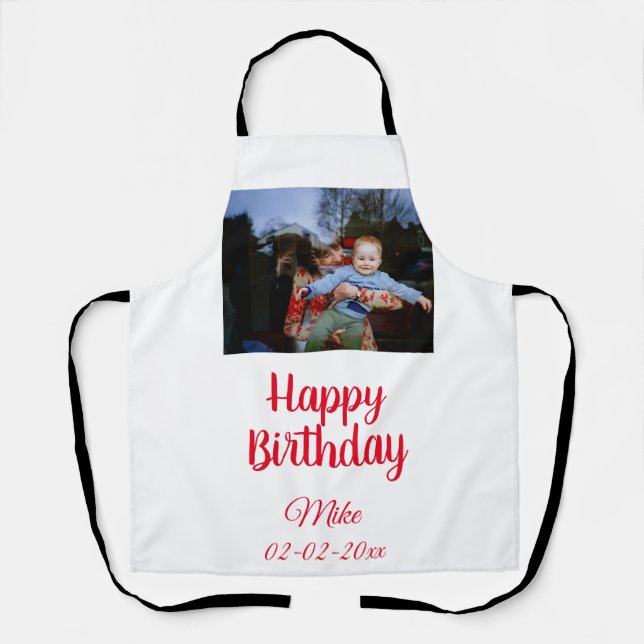 simple custom happy birthday photo  invitation apron (Front)